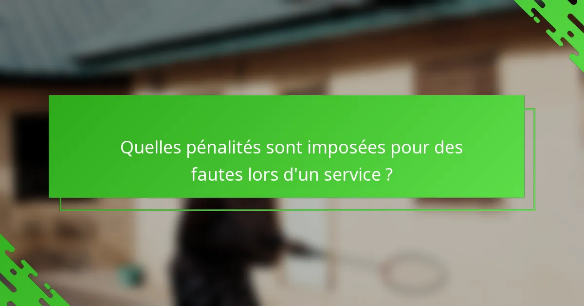 Quelles pénalités sont imposées pour des fautes lors d'un service ?